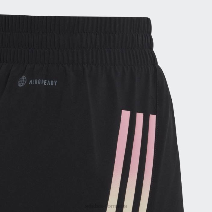 Adidas pantaloni scurți negri de antrenament aeroready cu 3 dungi țesute cu talie înaltă copii alb negru 2JBN12100