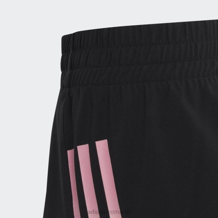 Adidas pantaloni scurți negri de antrenament aeroready cu 3 dungi țesute cu talie înaltă copii alb negru 2JBN12100
