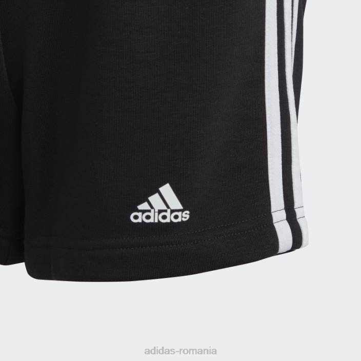 Adidas pantaloni scurți negri essentials cu 3 dungi copii alb negru 2JBN19181