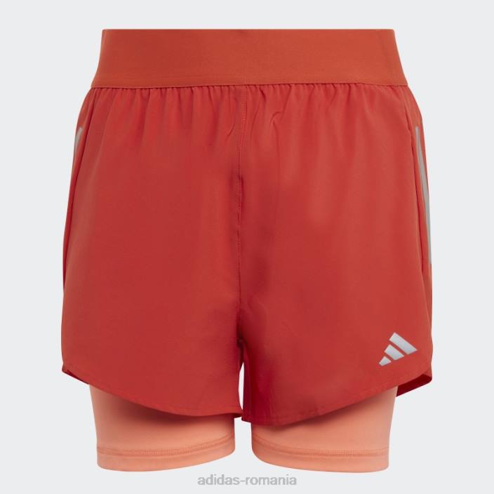 Adidas pantaloni scurți roșii doi-în-unu aeroready țesute copii roșu/coral/argintiu 2JBN19139