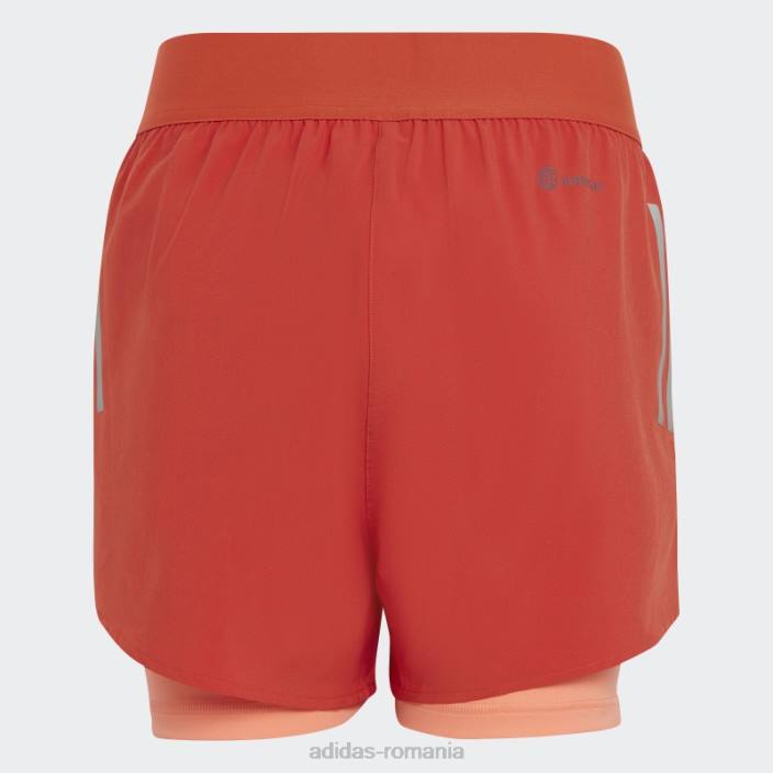 Adidas pantaloni scurți roșii doi-în-unu aeroready țesute copii roșu/coral/argintiu 2JBN19139