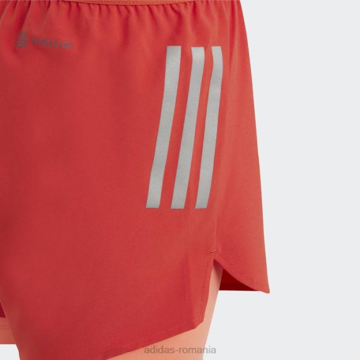 Adidas pantaloni scurți roșii doi-în-unu aeroready țesute copii roșu/coral/argintiu 2JBN19139