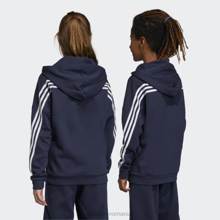 Adidas pictograme viitoare Cerneală pentru căptușeală cu glugă, cu fermoar complet, cu 3 dungi copii cerneală/alb 2JBN18703