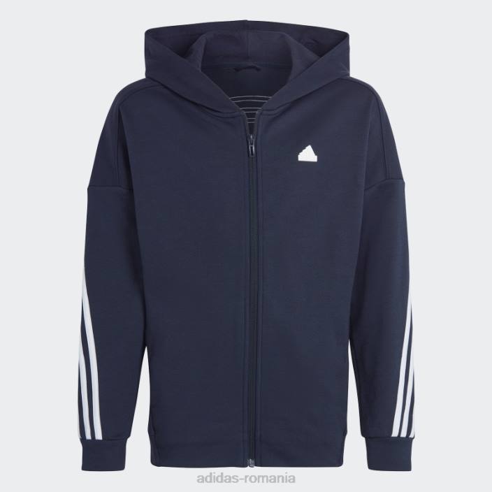 Adidas pictograme viitoare Cerneală pentru căptușeală cu glugă, cu fermoar complet, cu 3 dungi copii cerneală/alb 2JBN18703