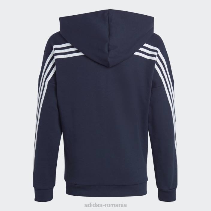 Adidas pictograme viitoare Cerneală pentru căptușeală cu glugă, cu fermoar complet, cu 3 dungi copii cerneală/alb 2JBN18703