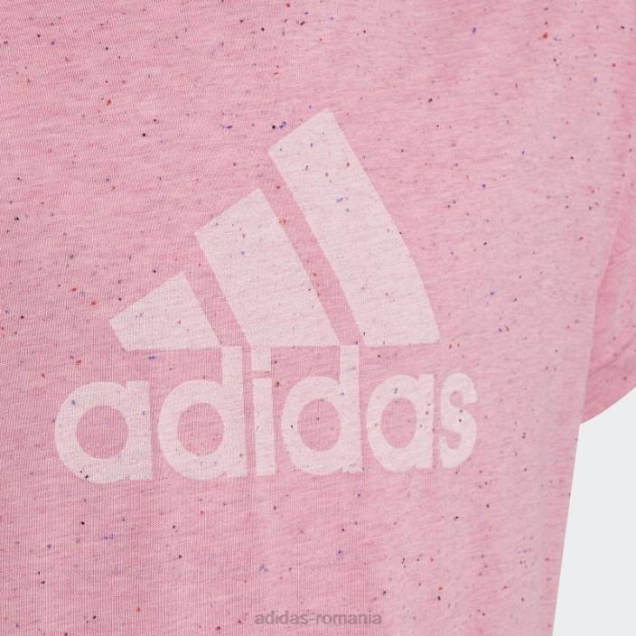 Adidas pictograme viitoare roz din bumbac ecuson liber de tricou sport copii roz/alb 2JBN19240