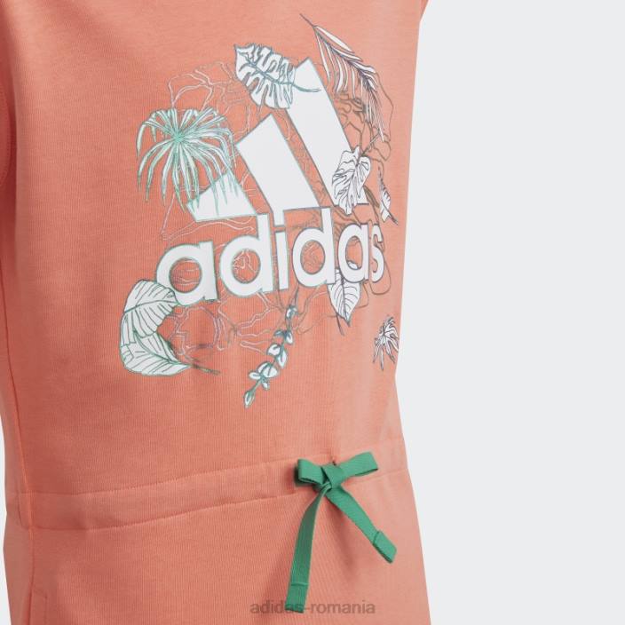 Adidas rochie grafică cu glugă coral summerglam copii coral/verde curte 2JBN12089