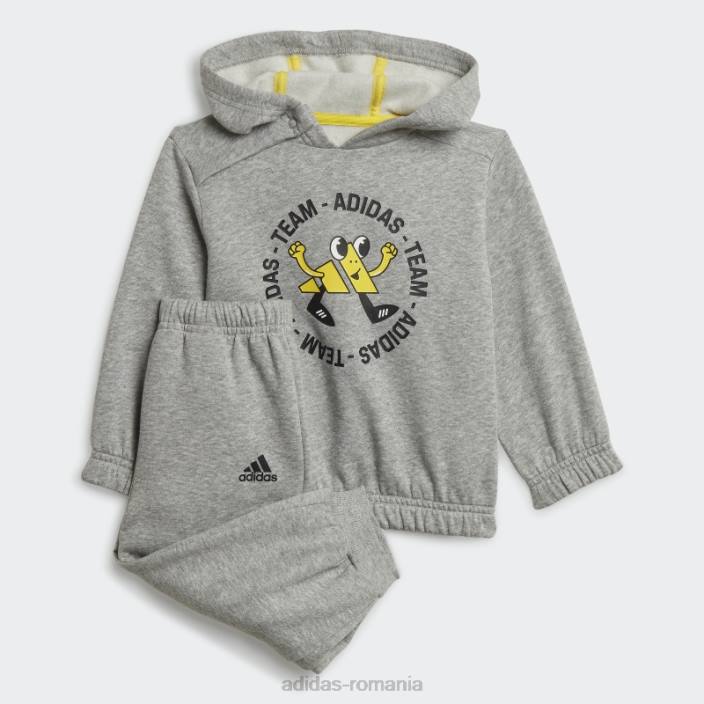Adidas set de jogging supradimensionat din lână echipa gri mediu (neutru de gen) modă copii gri/galben mediu 2JBN11979