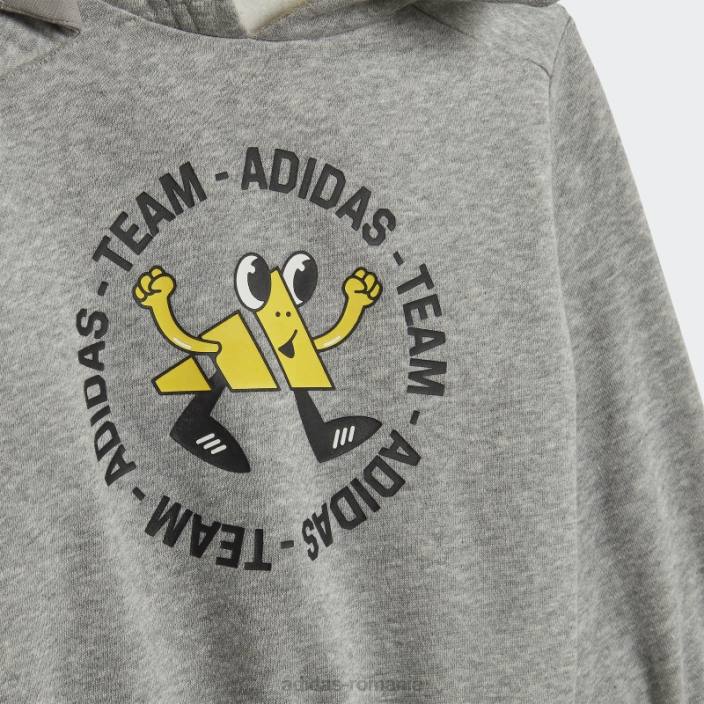 Adidas set de jogging supradimensionat din lână echipa gri mediu (neutru de gen) modă copii gri/galben mediu 2JBN11979