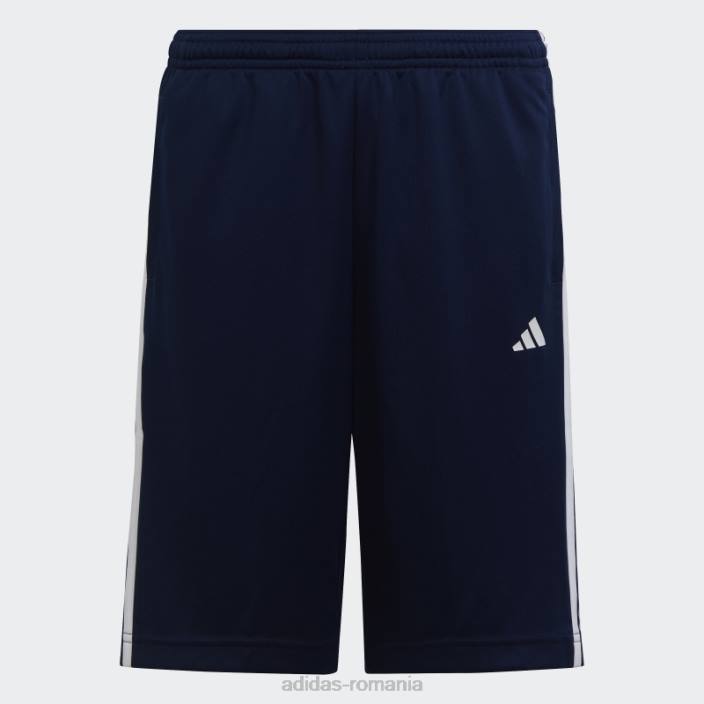 Adidas train essentials pantaloni scurți cu 3 dungi aeroready, cu ajustare normală, albastru închis copii albastru închis/alb 2JBN11791