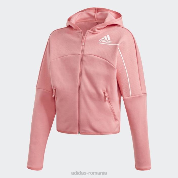 Adidas trandafir neclar z.n.e. hanorac largi cu fermoar complet fierbinte copii trandafir neclar/alb 2JBN19250