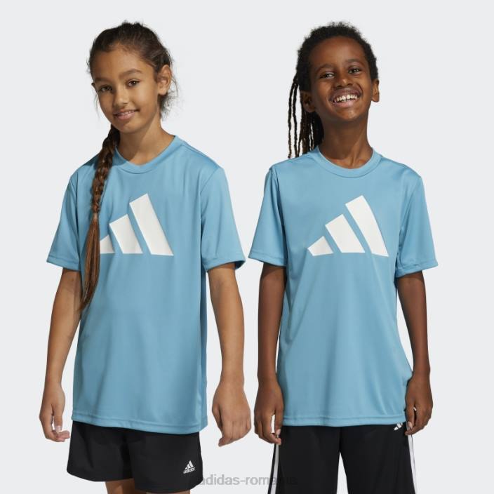 Adidas tren essentials aeroready logo tricou cu fiti regulate albastru copii albastru alb 2JBN11809