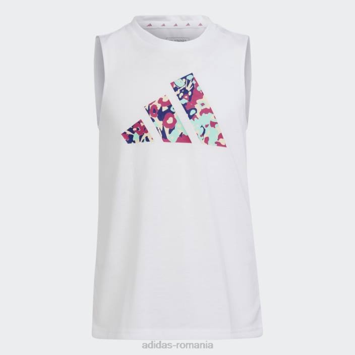 Adidas tren essentials sezonier aeroready cu logo-ul regulat, maiou de antrenament alb copii alb/nuanță ecru/mentă/fucsia 2JBN3457