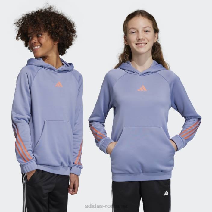 Adidas tren icons aeroready hanorac cu 3 dungi violet argintiu copii argintiu violet/alb/coral/albastru 2JBN11630