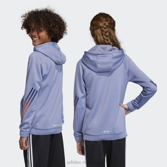 Adidas tren icons aeroready hanorac cu 3 dungi violet argintiu copii argintiu violet/alb/coral/albastru 2JBN11630