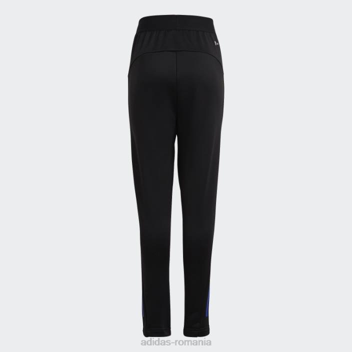 Adidas tren icons aeroready pantaloni de jogging tricotati cu 3 dungi negri copii negru/albastru 2JBN18554