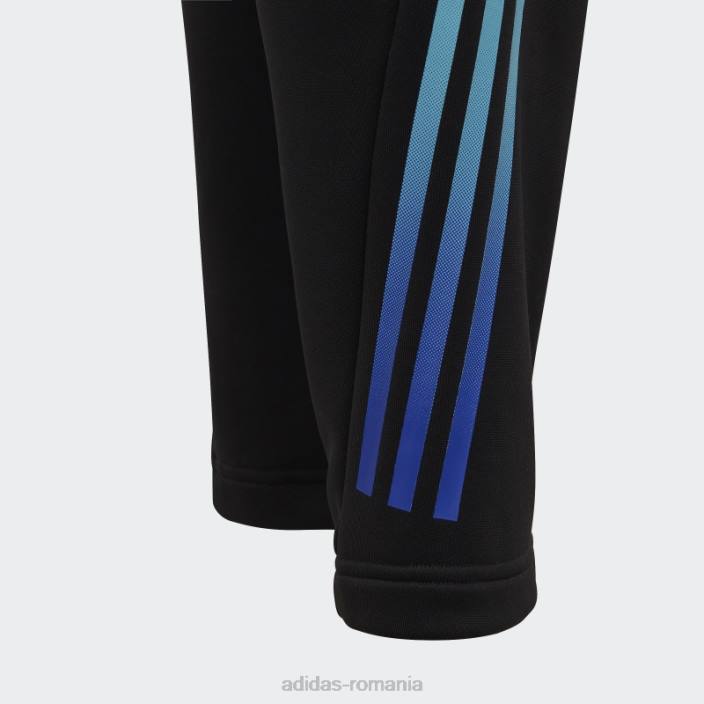 Adidas tren icons aeroready pantaloni de jogging tricotati cu 3 dungi negri copii negru/albastru 2JBN18554
