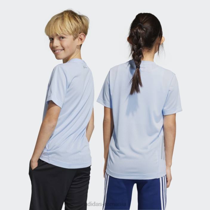 Adidas tricou adidas aeroready albastru cu 3 dungi copii albastru zori/argintiu 2JBN11625