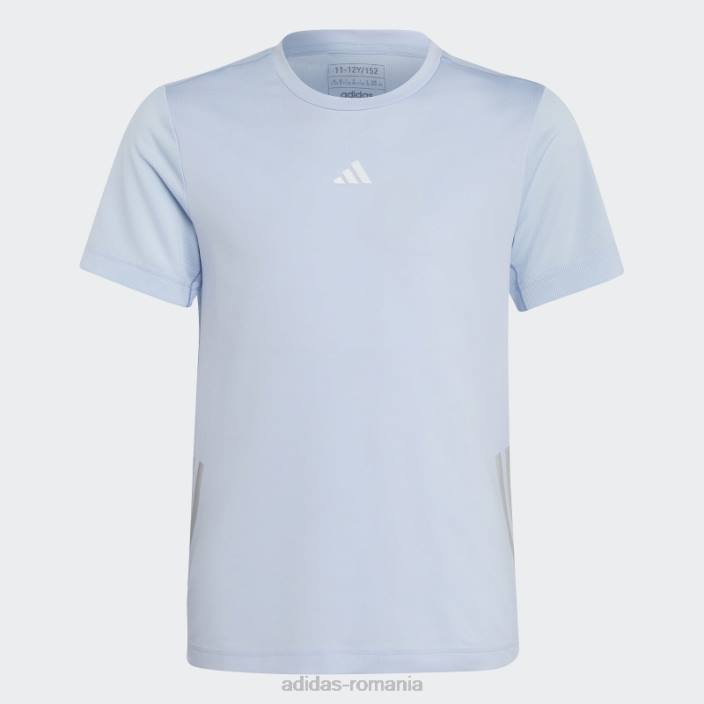 Adidas tricou adidas aeroready albastru cu 3 dungi copii albastru zori/argintiu 2JBN11625