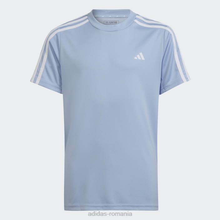 Adidas tricou adidas cu 3 dungi, blue dawn train essentials copii albastru zori/alb 2JBN11799