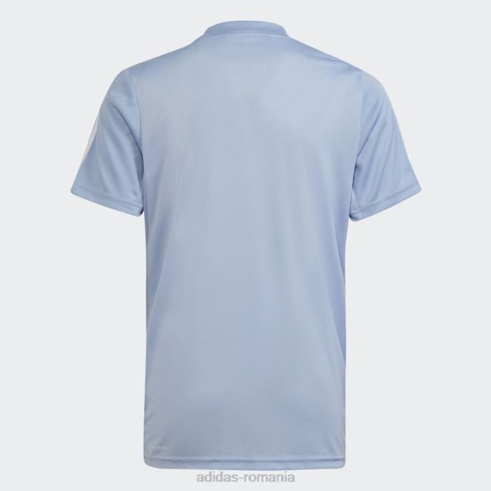 Adidas tricou adidas cu 3 dungi, blue dawn train essentials copii albastru zori/alb 2JBN11799