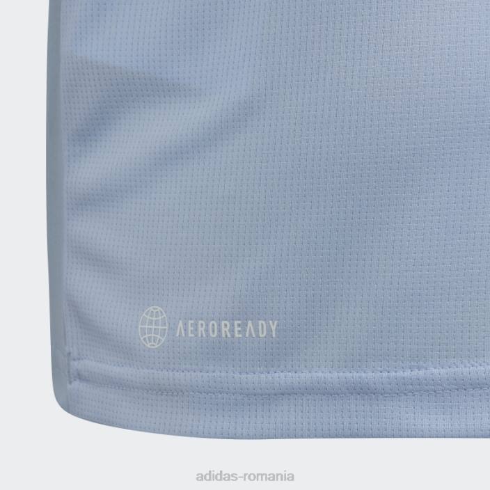 Adidas tricou adidas cu 3 dungi, blue dawn train essentials copii albastru zori/alb 2JBN11799