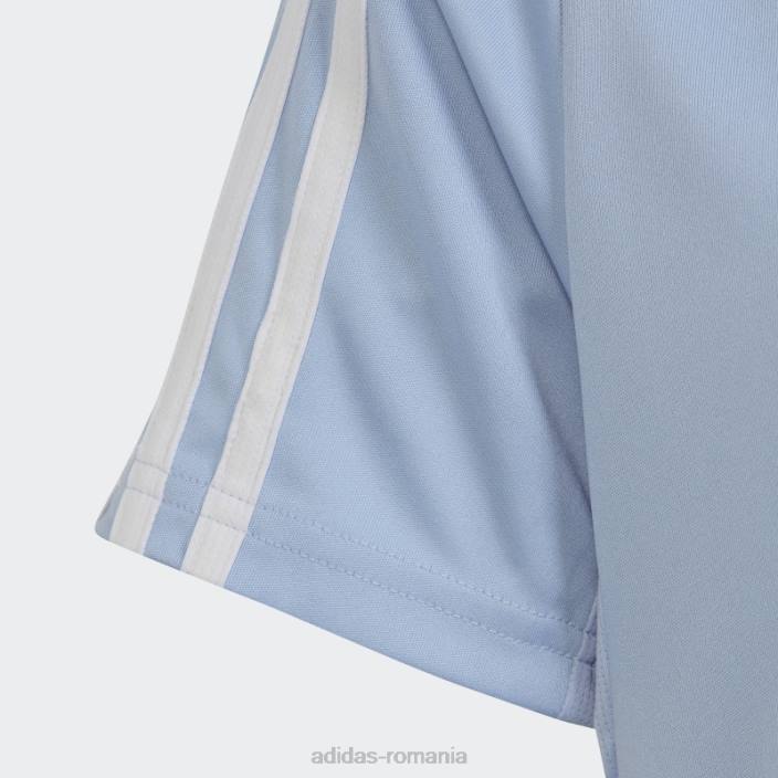 Adidas tricou adidas cu 3 dungi, blue dawn train essentials copii albastru zori/alb 2JBN11799