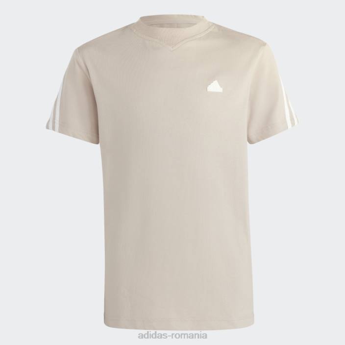 Adidas tricou adidas cu 3 dungi taupe future icons copii taupe/alb 2JBN11787