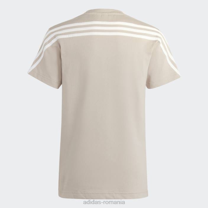 Adidas tricou adidas cu 3 dungi taupe future icons copii taupe/alb 2JBN11787