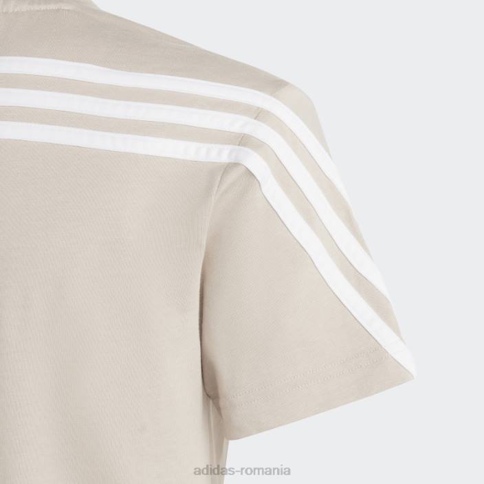 Adidas tricou adidas cu 3 dungi taupe future icons copii taupe/alb 2JBN11787