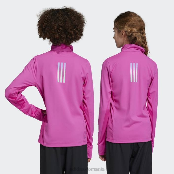 Adidas tricou adidas cu mânecă lungă cu jumătate de fermoar aeroready fucsia copii fucsia/argintiu 2JBN18591