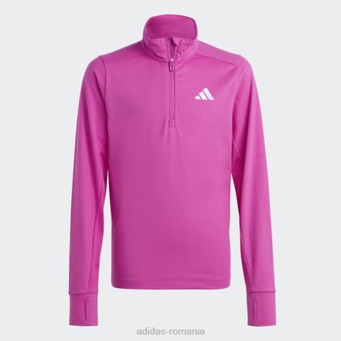 Adidas tricou adidas cu mânecă lungă cu jumătate de fermoar aeroready fucsia copii fucsia/argintiu 2JBN18591
