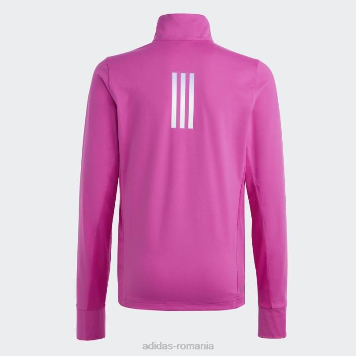 Adidas tricou adidas cu mânecă lungă cu jumătate de fermoar aeroready fucsia copii fucsia/argintiu 2JBN18591