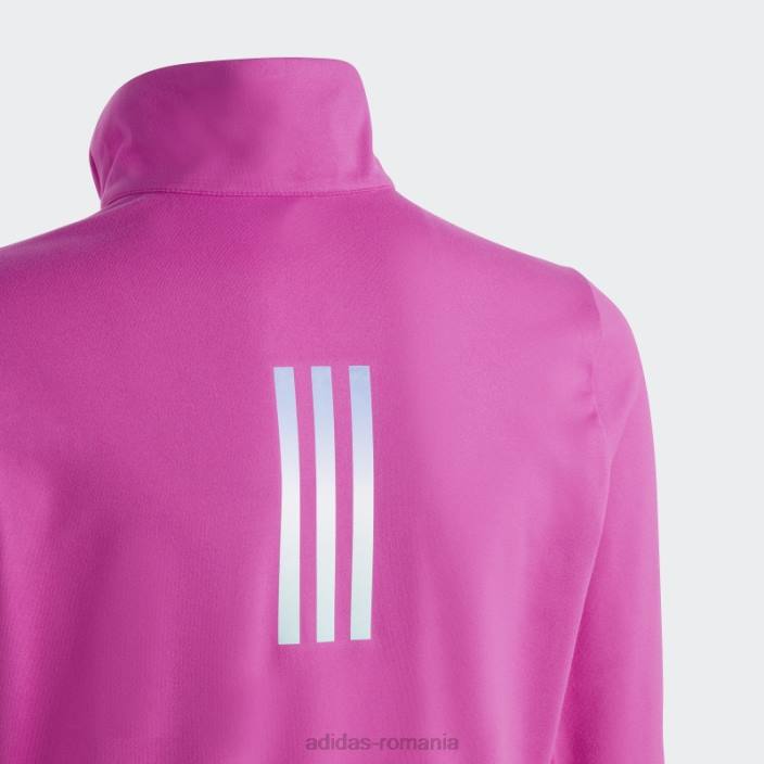 Adidas tricou adidas cu mânecă lungă cu jumătate de fermoar aeroready fucsia copii fucsia/argintiu 2JBN18591