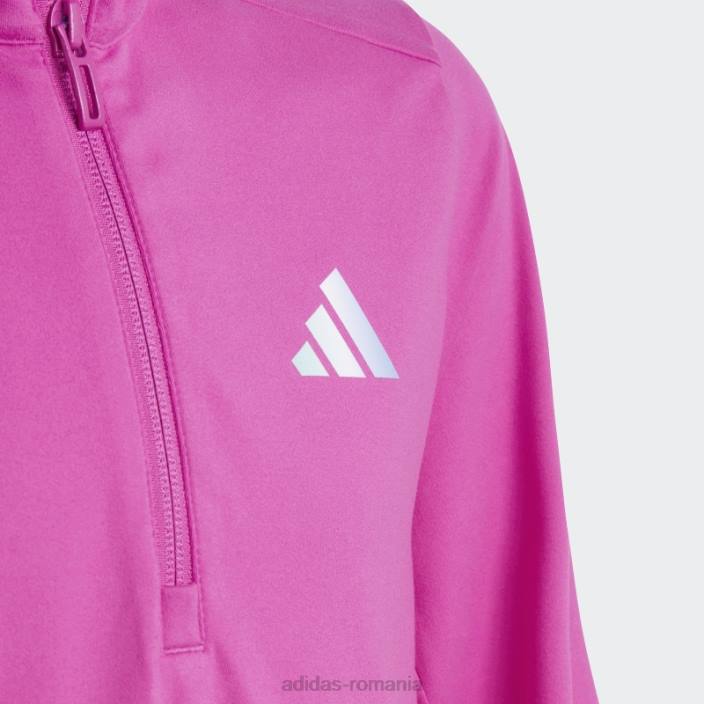 Adidas tricou adidas cu mânecă lungă cu jumătate de fermoar aeroready fucsia copii fucsia/argintiu 2JBN18591