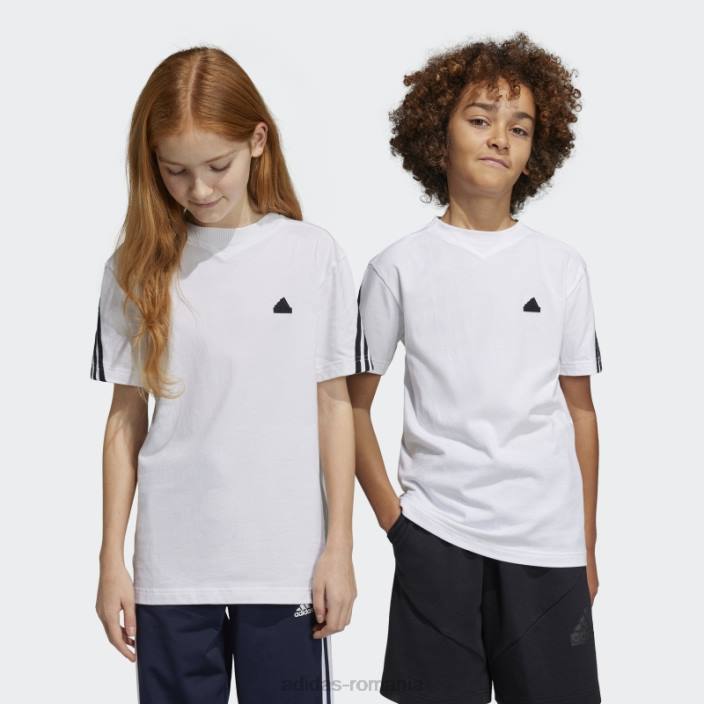 Adidas tricou alb adidas cu 3 dungi future icons copii alb negru 2JBN18696