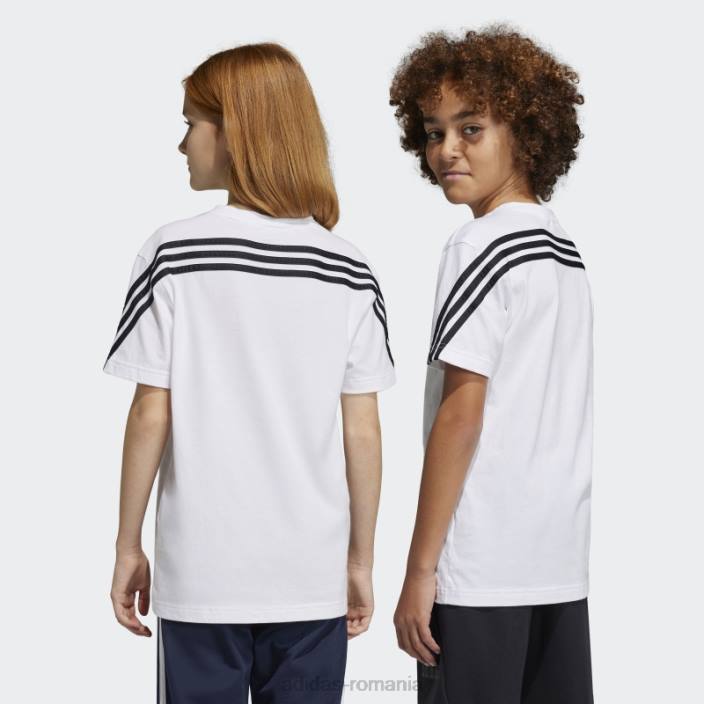 Adidas tricou alb adidas cu 3 dungi future icons copii alb negru 2JBN18696