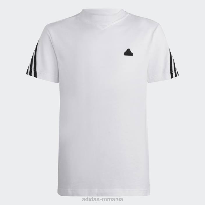 Adidas tricou alb adidas cu 3 dungi future icons copii alb negru 2JBN18696