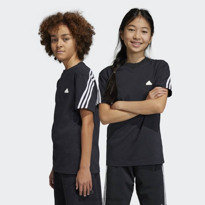 Adidas tricou alb cu 3 dungi icoane viitoare copii alb negru 2JBN11770