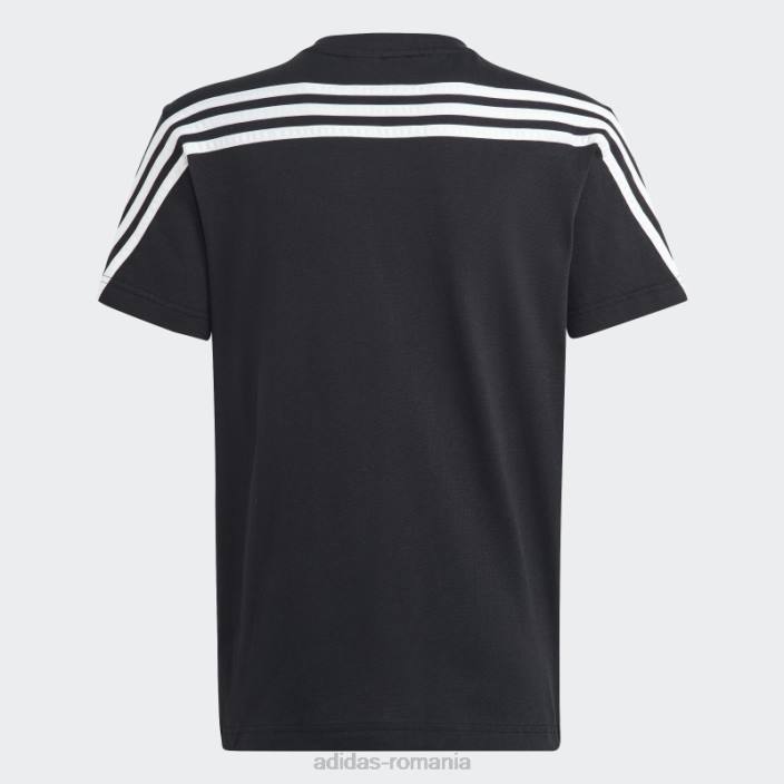 Adidas tricou alb cu 3 dungi icoane viitoare copii alb negru 2JBN11770