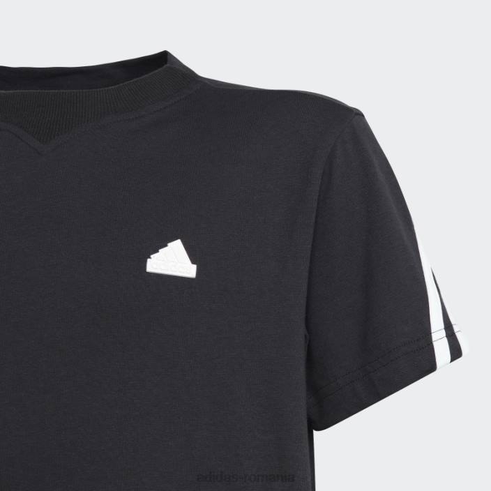 Adidas tricou alb cu 3 dungi icoane viitoare copii alb negru 2JBN11770