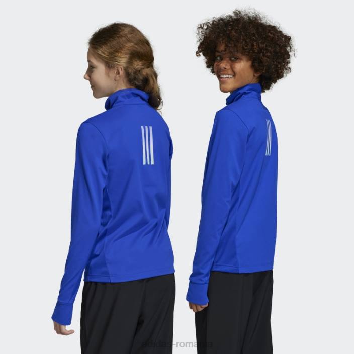 Adidas tricou albastru aeroready cu jumătate de fermoar cu mânecă lungă copii albastru/argintiu 2JBN18622