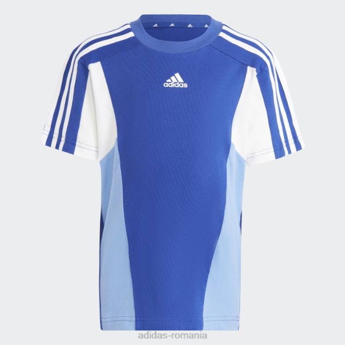 Adidas tricou blue essentials colorblock copii albastru alb 2JBN11860