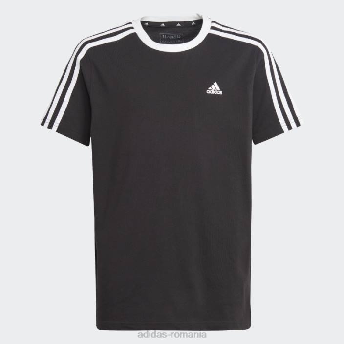 Adidas tricou boyfriend din bumbac cu 3 dungi, negru, cu ajustare largă copii alb negru 2JBN19199