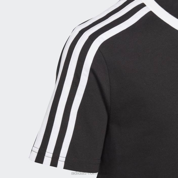 Adidas tricou boyfriend din bumbac cu 3 dungi, negru, cu ajustare largă copii alb negru 2JBN19199
