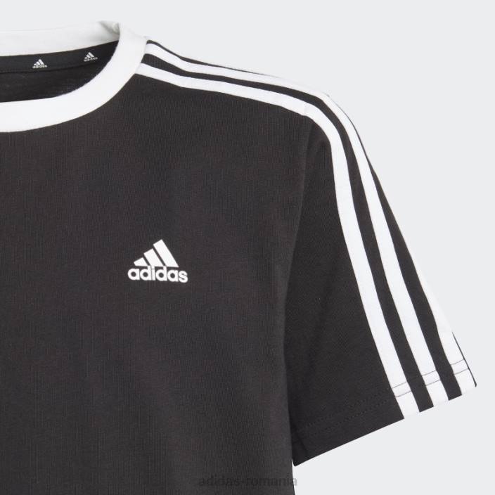 Adidas tricou boyfriend din bumbac cu 3 dungi, negru, cu ajustare largă copii alb negru 2JBN19199