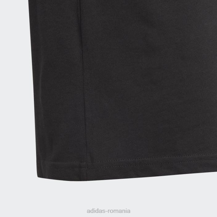 Adidas tricou boyfriend din bumbac cu 3 dungi, negru, cu ajustare largă copii alb negru 2JBN19199