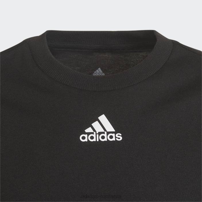 Adidas tricou cu 3 dungi cu icoane viitoare negre copii alb negru 2JBN3803