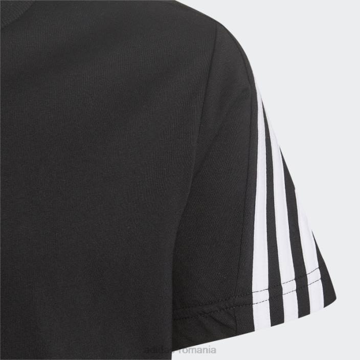 Adidas tricou cu 3 dungi cu icoane viitoare negre copii alb negru 2JBN3803
