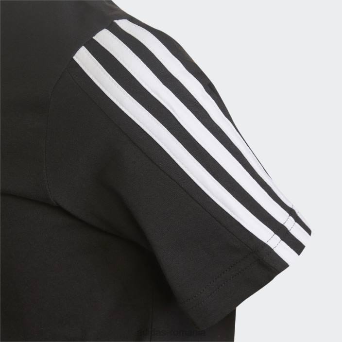 Adidas tricou cu 3 dungi cu icoane viitoare negre copii alb negru 2JBN3803